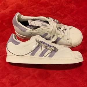 Adidas Superstar White and purple  women sneakers size 7